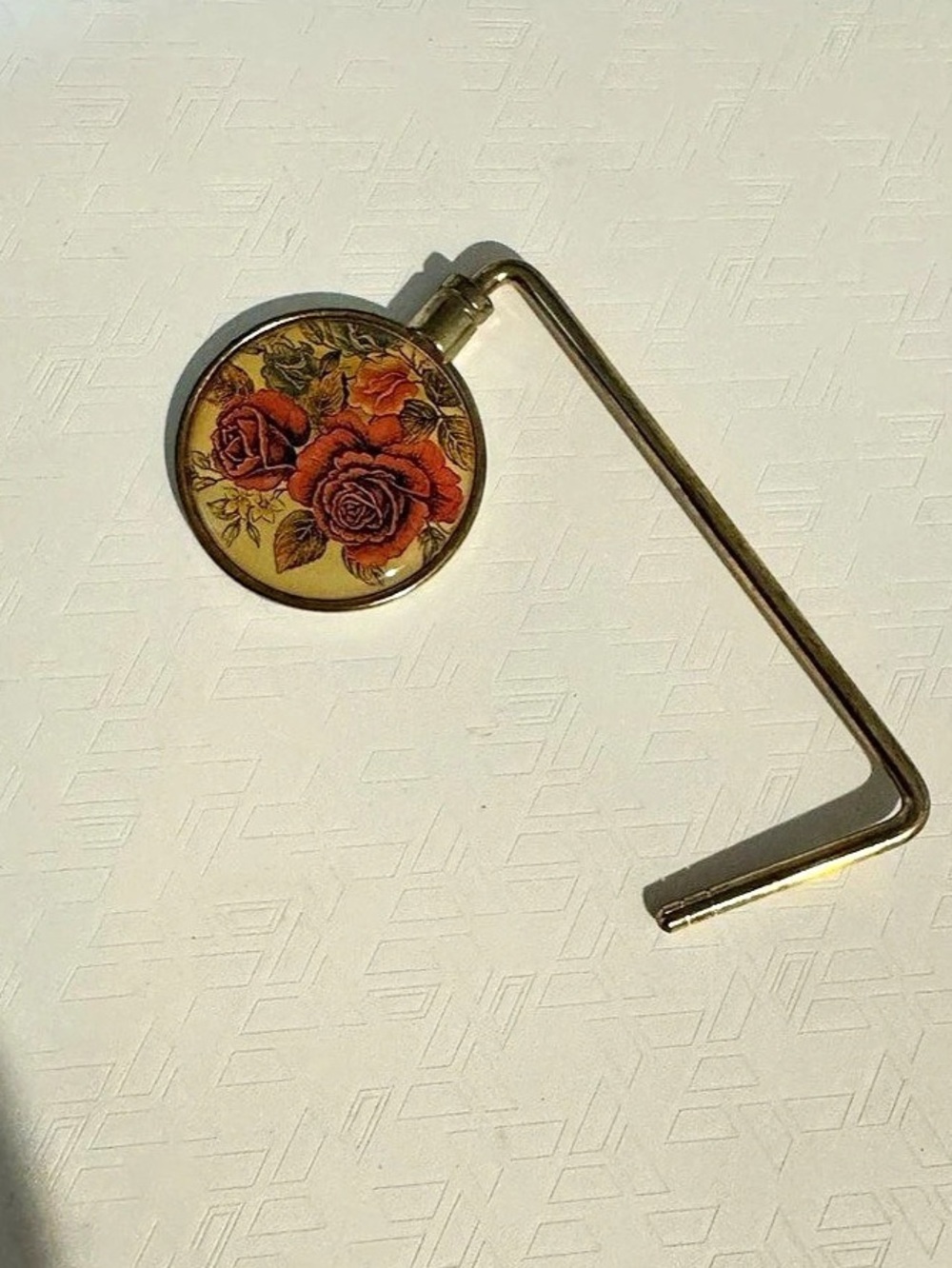 Vintage Gold tone Floral table Handbag Holder